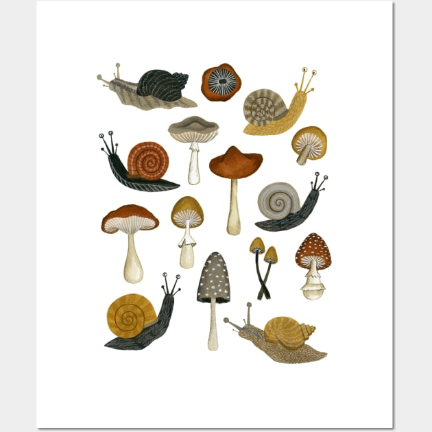 mushrooms & snails Wall Art by annyamarttinen